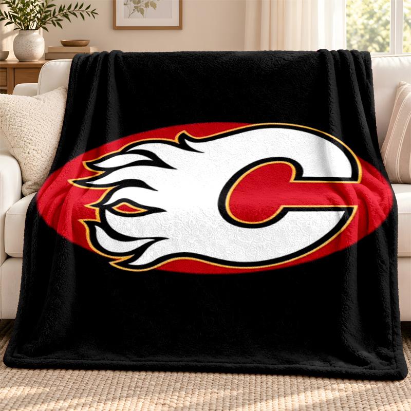 Calgary Flames Blanket Flannel Blanket Soft Cozy Plush Throw for Sofa Bed Lightweight Home Decoration Outdoor Camping