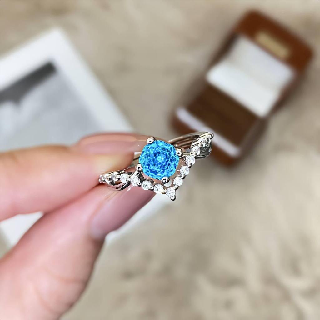 Achteckiger Millennium Rosen geschliffener grüner & violetter Lepidolith Hochkohlenstoff Diamant Damenring - Ein leichter Luxus Modeartikel Gekrönt für die Liebe.