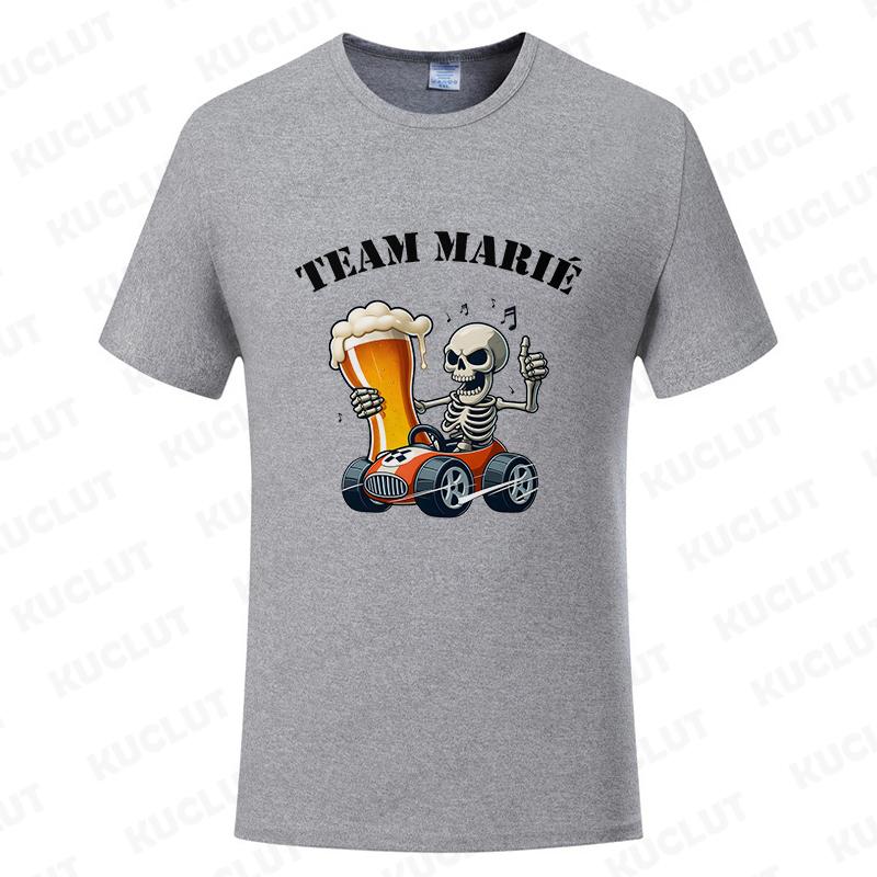 Evg Future Team Married Groom Man T-shirt Funny French Wedding Shirt Single Farewell Bachelor Party Tees Skeleton Beer Tops