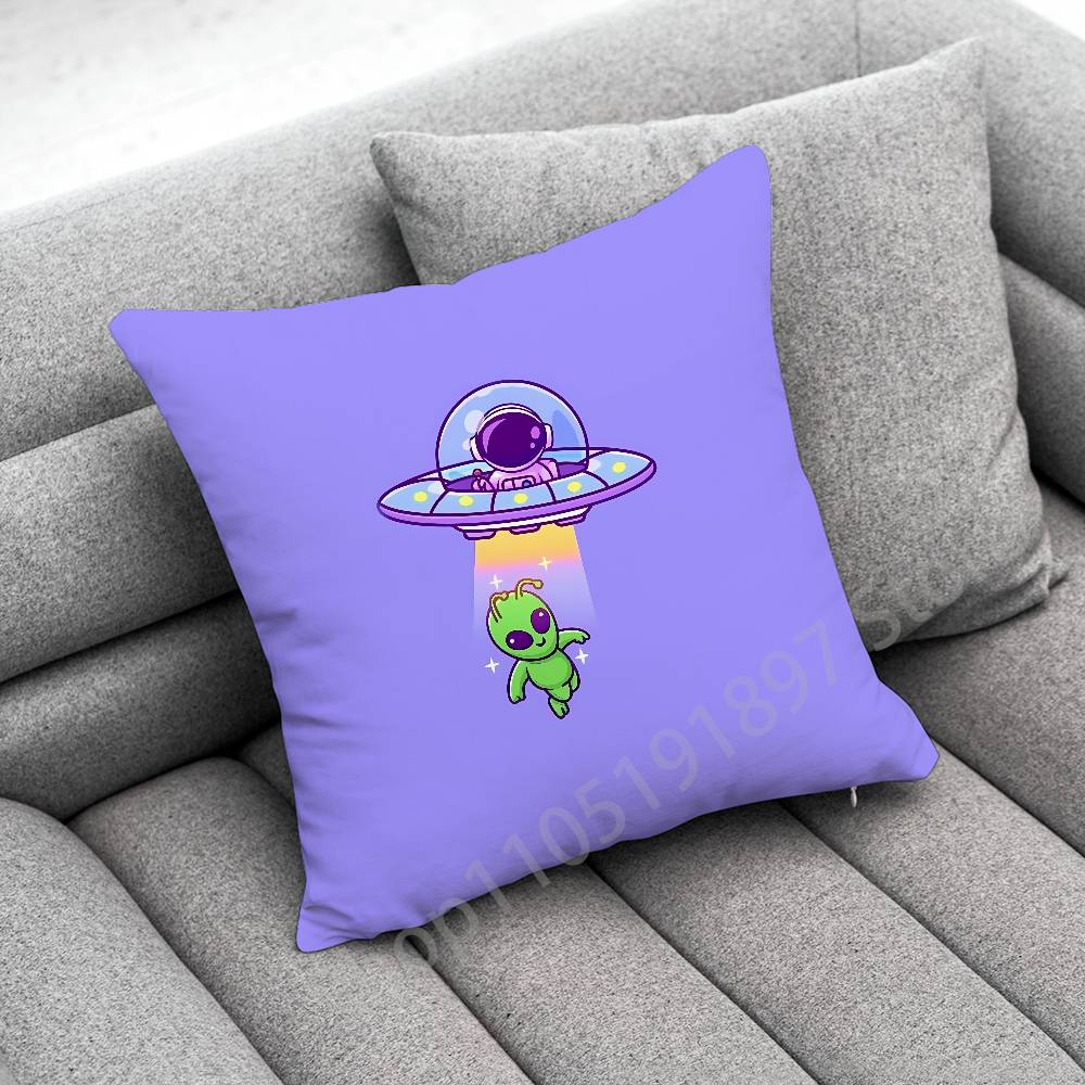 Funny Space UFO Alien Thing Throw Pillow Case For 55x55cm 30x30cm 50x50cm 45x45cm 40x40cm Square Chair Pillowcase Case