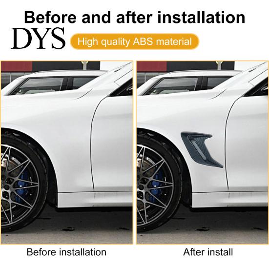 No Drill Car Decoration Shark Gill Side Vent Decals ABS Chrome Fender Trim Self-Adhesive Stick-On Sticker Exterior Hood Ornament Sporty Fit