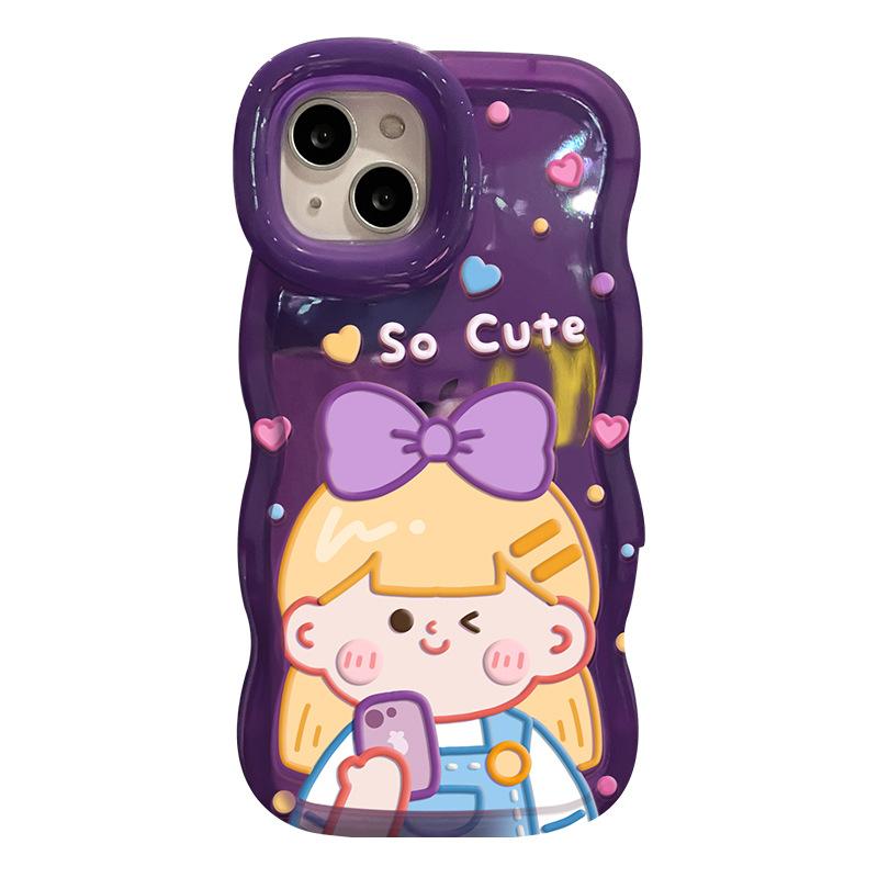 Cute Girl, Suitable for Apple 16promax Phone Case 15, Cartoon Niche 14, Dual Stand 13, Silicone 11, Anti-drop