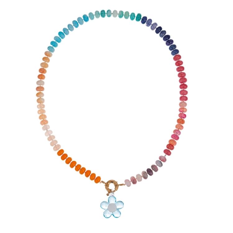 Elegant Handmade Flower Bead Necklace Multicolor Glass Beads Jewelry For Everyday Fashion Accessories