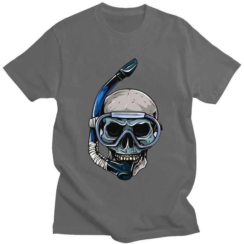 Custom Dive Diver Scuba Diving Skull T Shirts for Men Pure Cotton Tees Tshirt Short Sleeve Tshirt Clothes