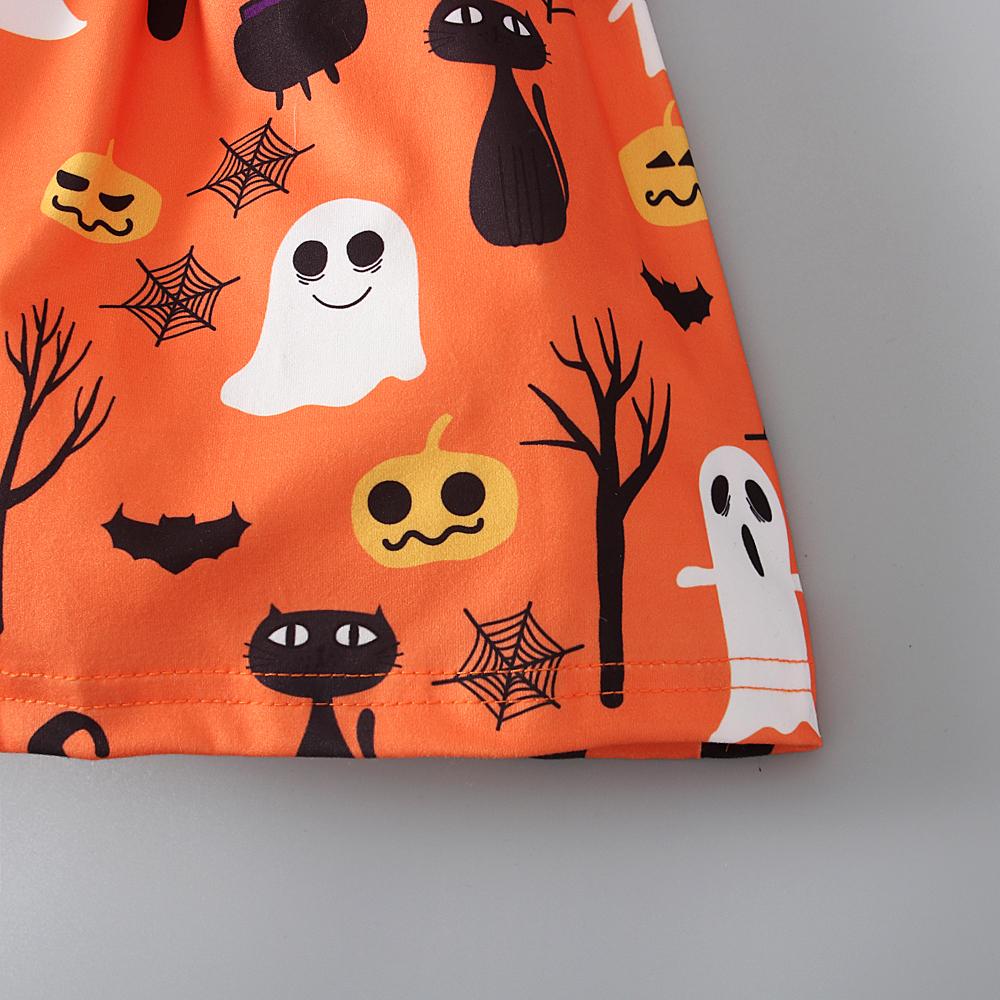 Loalirando Halloween-Kostüm Für Mädchen – 2-teilig Mit Kürbis-Druck Und Tüll, Langarm + Hose, Grün/Orange