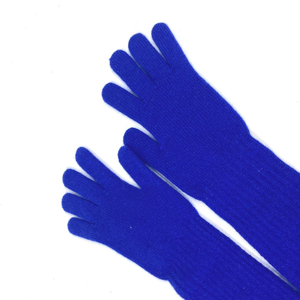 Chanel Luvas Longas CC Marca CC Acessórios luvas Caxemira azul