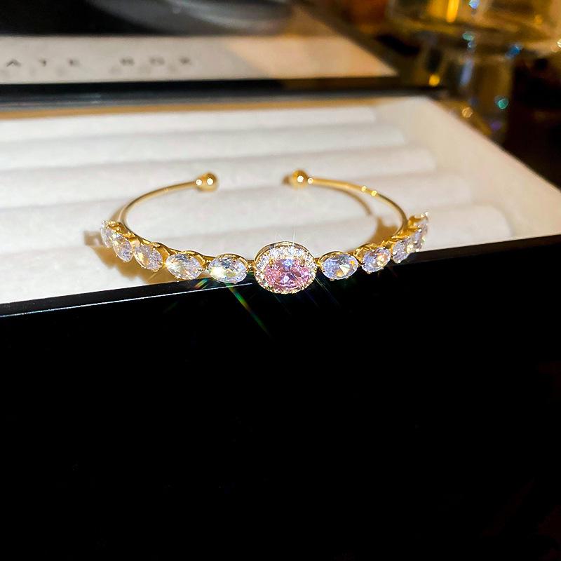 Europejsko-Amerykańska Otwarta Bransoletka Okrągła z Cyrkoniami – Lekko Luksusowa Bransoletka High-End dla Kobiet