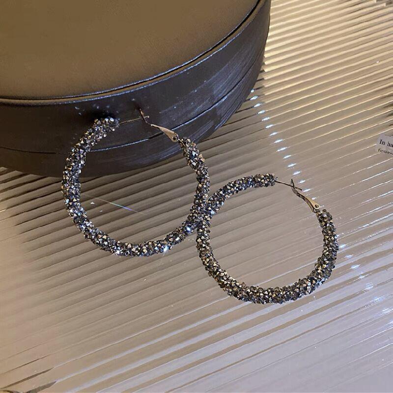 2024 Fashionable Large Diamond Hoop Earrings