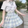 Authentic Japanese JK Plaid Mid-Length Student Uniform Set with Pleated Sailor Skirt