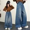 Autumn 2026 Girls' Baggy Wide-Leg Jeans - Casual, Stylish, and Comfortable for Medium and Large Kids