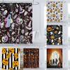 Halloween Shower Curtain Pumpkin Skull Ghost Cartoon Children Bathroom Curtain Bathtub Decoration Halloween Curtain with Hooks