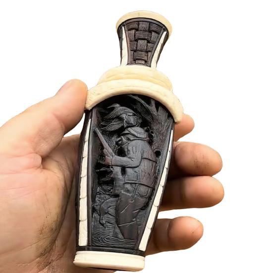 Fluier pentru chemarea rațelor de vânătoare, realizat manual, portabil, sculptat manual în lemn, sunet realist, pentru vânătoare în aer liber, păsări de apă, corb, pasăre, chemător de animale, fluier atrăgător