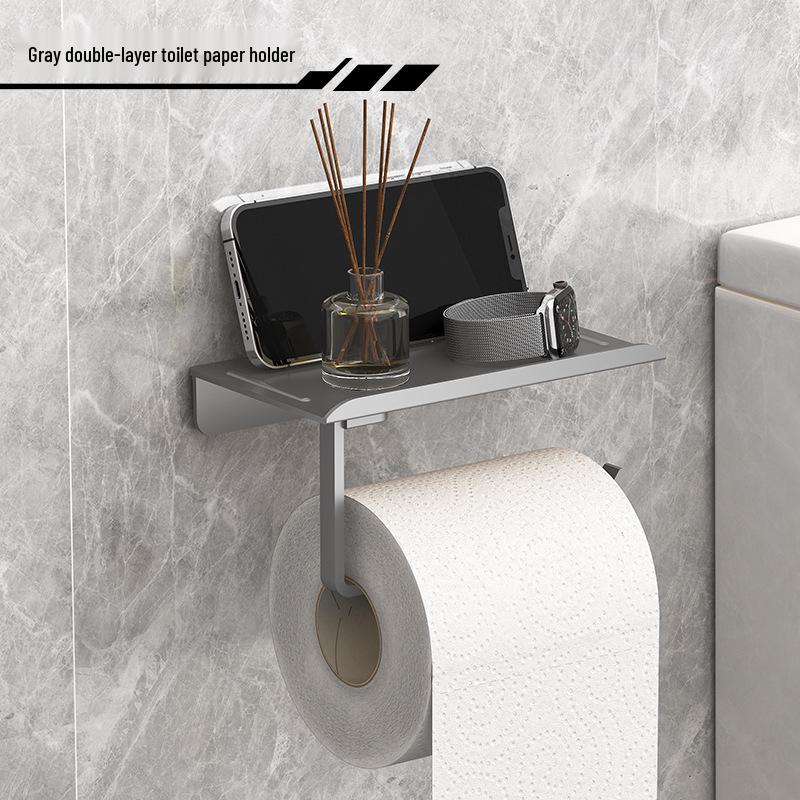Punch-Free Wall-Mounted Toilet Paper Holder and Towel Rack