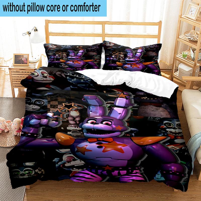 3PCS Fnaf Character Collage 3pcs Bedding,Including 3PCS Duvet Cover And 2pcs Pillowcases Perfect for Christmas,Ideal for Bedroom, Dormitory