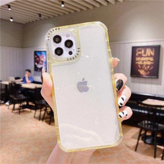 Shockproof Frame Transparent Phone Case For Iphone 14 13 11 12 Pro Max Xs X Xr Max 14plus Candy Color Clear Soft Tpu Back Cover