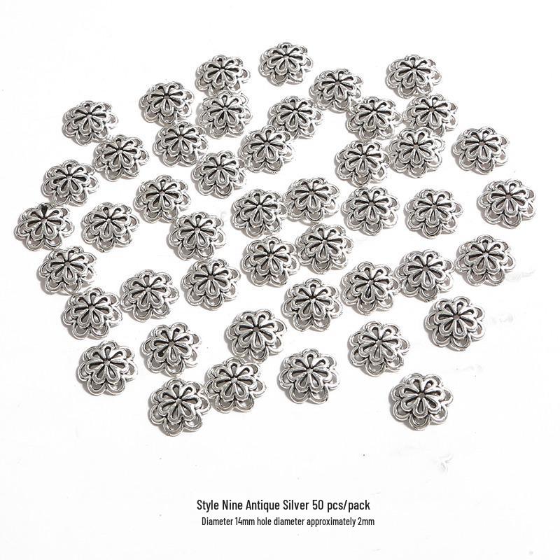 Handmade Antique Silver Flower Spacer Beads for DIY Bracelets & Hair Accessories