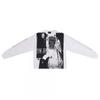 Unisex Vintage Distressed Letter Print Graphic Long Sleeve Tee Streetwear Oversized Cotton T-Shirt Teens