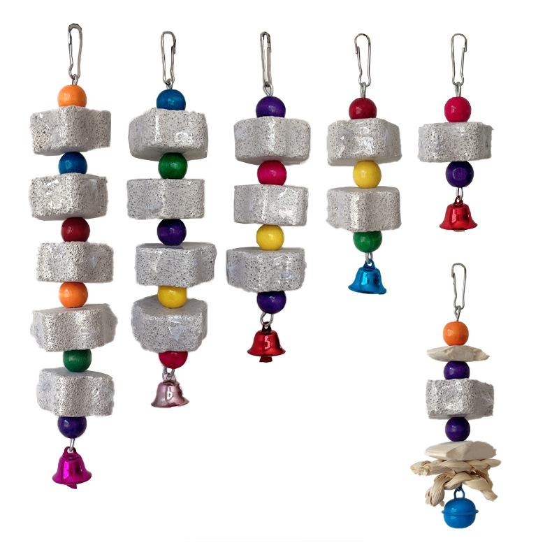 Natural Mineral Teeth Molar Stone Pet Hanging String Molars Toys for Guinea Pig Hamster Rabbit Teeth Grinding Stone