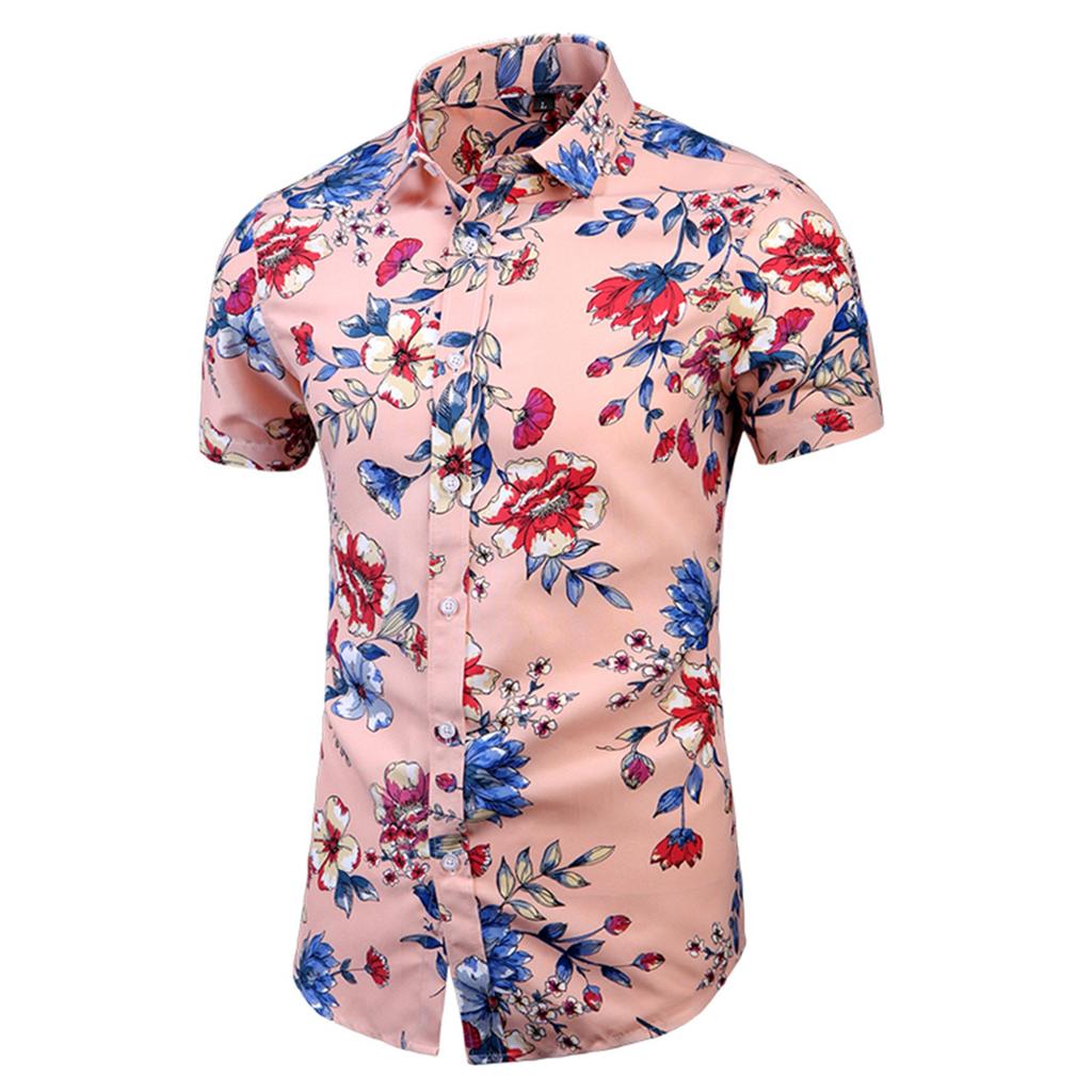 Sommer Neue männer Gedruckt Slim Fit Hemd Große Mode Casual Kurzarm Shirt Männer