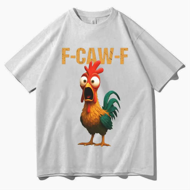 Funny Summer F Caw F Chicken Harajuku New Short Sleeves Tshirt Mens Humor T Shirt Chicken Aesthetic Casual Oversized Tops Unisex