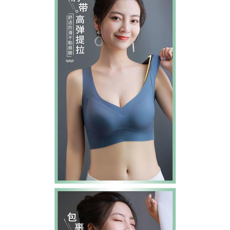 Women Seamless Cross Back Wireless Push Up Comfortable Bra For Large Chest