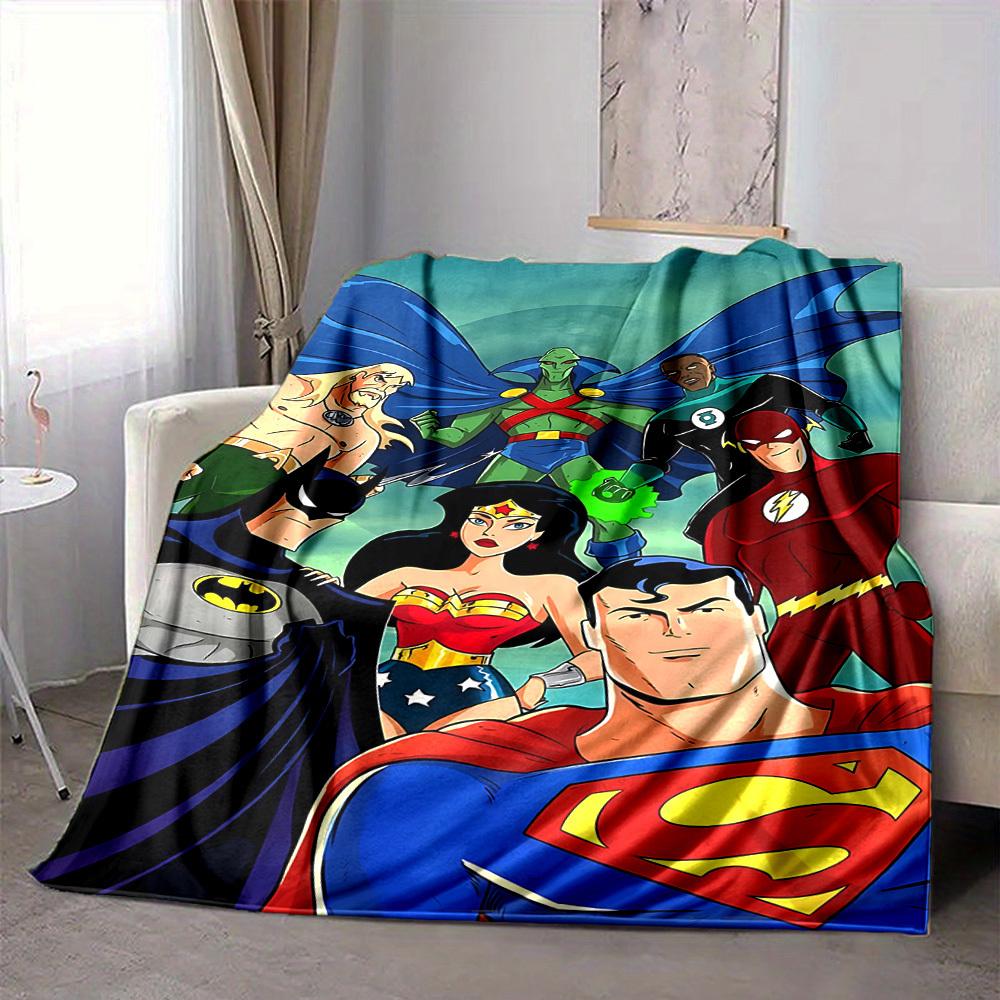 

1pc Superheroes Justice Flannel Throw Blanket - Lightweight Soft Warm All-Season Blanket for Sofa, Bed, Travel, Camping L1029126 80x120cm