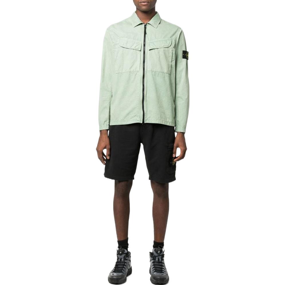 STONE ISLAND FW22 Solid Color Detachable Logo Zip Cover Bag Double Pocket Lightweight Long Sleeve Jacket Men Jackets Light-Green 7715101WN-V0155