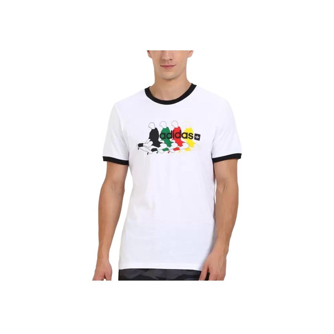 Adidas Originals Skateboarding Beakey Ringer S/S Tee Retro Pullover Crew Neck Short Sleeve T-Shirt Men Tops White DU8337 M