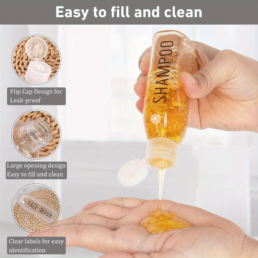 6pcs TSA-Approved Leakproof Travel Bottles, Conditioner, Body Wash & More - Portable & Secure Design for Travel Essentials