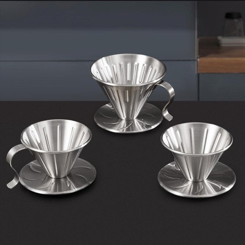 Stainless Steel Pour Over Coffee Dripper Reusable Rustproof Design Perfect For Home Office Coffee Brewing