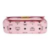 MCM Pink Visetos Leather Flap Top Handle Satchel Crossbody Bag with Gold Hardware for Daily Use