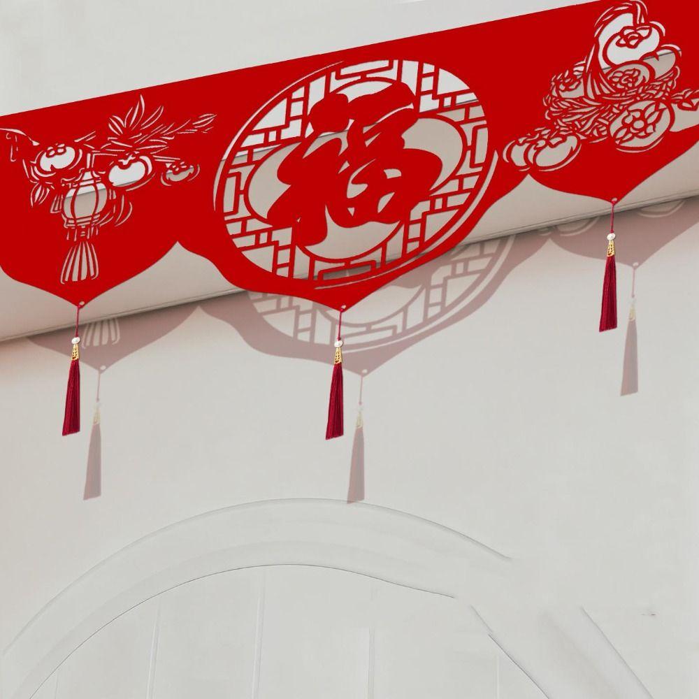Happy New Year Non-woven New Year Garlands Red DIY Hanging Banner Garland Lucky New Year Decorations Festive New Year Supplies