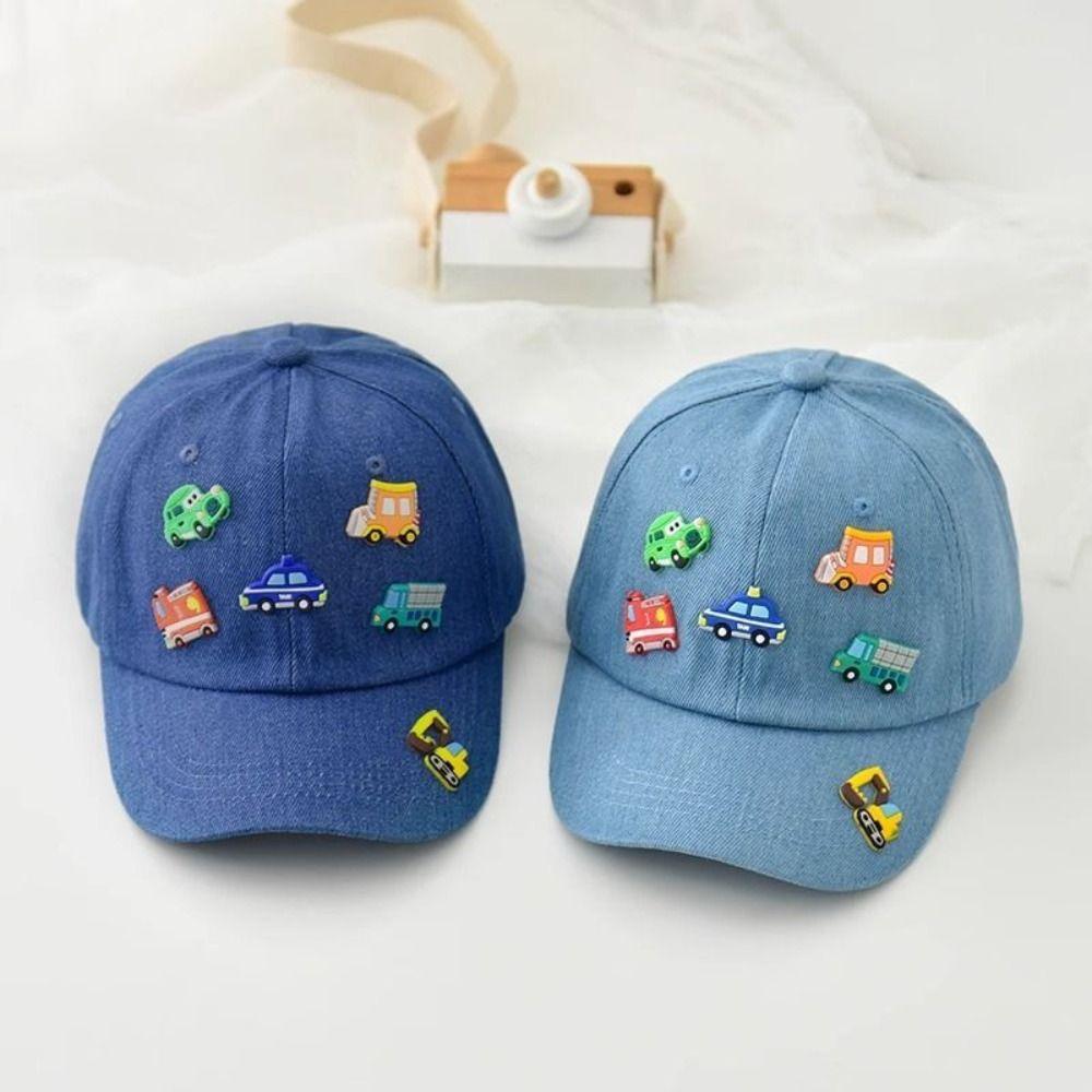 Vehicles Pattern Children Sports Hats Denim Baby Sun Visor Hat Simple Kids Baseball Caps  Outdoor