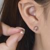 Simple Elegant Stud Earrings Female Versatile Daily Jewelry for Teens Rose Gold Color Bright Round Zirconia Accessories