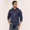 Men Autumn Hooded Windbreaker Jacket with Zipper Pockets Thickened Lining Solid Color Casual