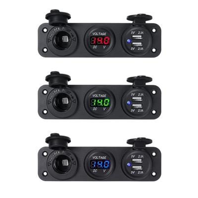 Cargador de coche Dual USB 4.2A de 12V con voltímetro Digital LED, adaptador de enchufe de voltaje para coche, barco, RV