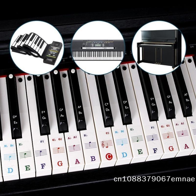 [ZYAS][G331] Set 1 Adesivi Lettere Piano per Principianti 88/61/54/49 Tasti Con Etichette Note Colorate Rimovibili Adesivi Tastiera Piano