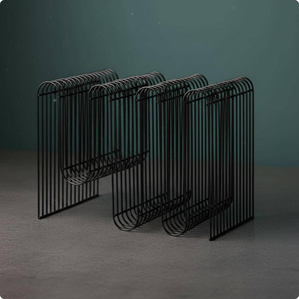 Wire Magazine Holder Side Table Modern Crafted Metal Rack End SpaceSaving for Desktop