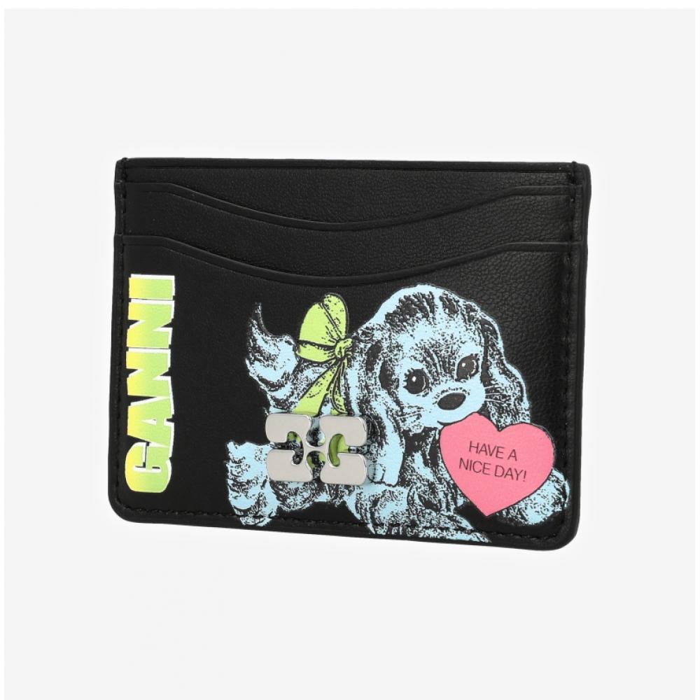 Ganni Bow Card Wallet Puppy Logo A7035 099