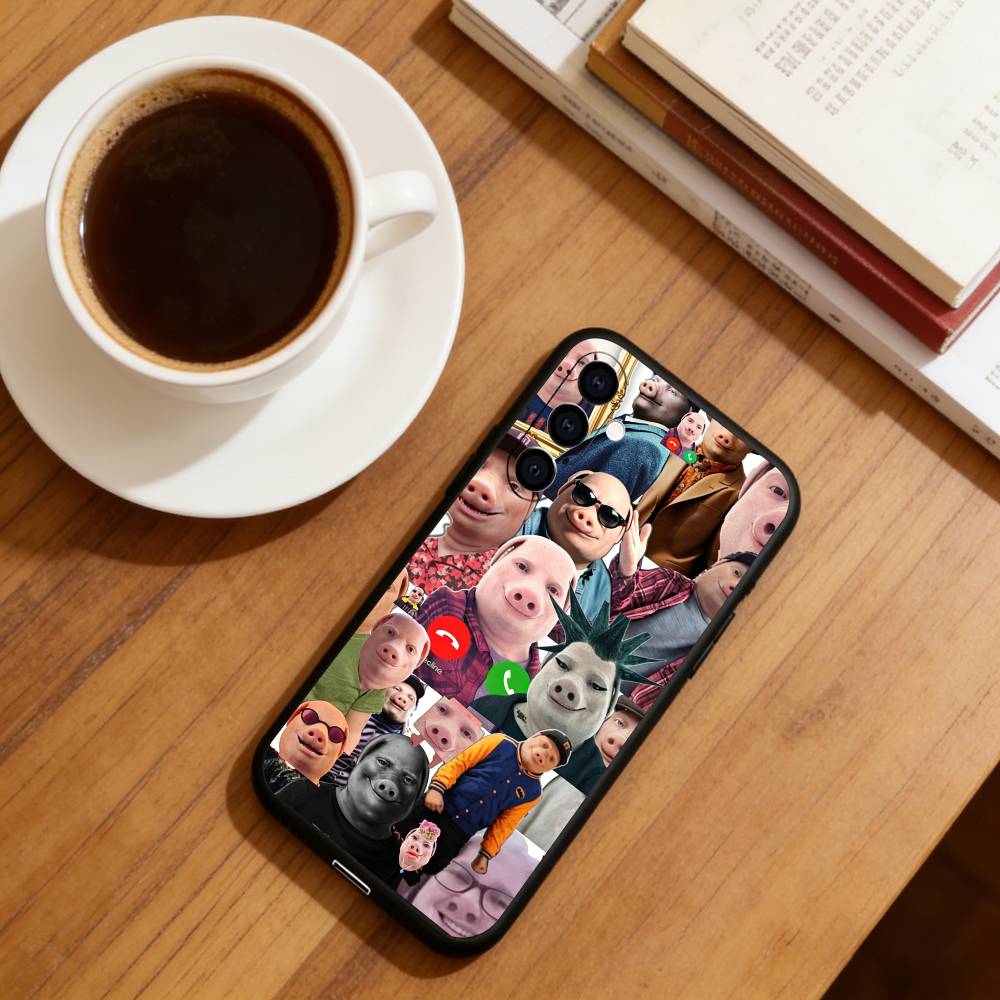 Funny J-John Pork is Calling Phone Case Black Silicone Soft For Samsung Galaxy A73,A72,A71,A70,A53,A52,A51