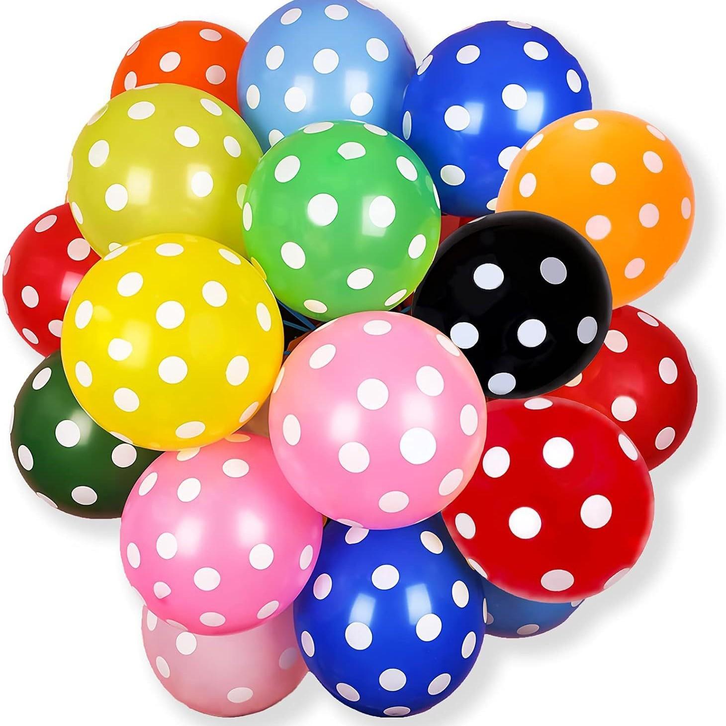 12 Inch Polka Dot Balloons 50 Pack Assorted Colors Durable Latex Party Decorations for Events Birthdays and Celebrations One Size