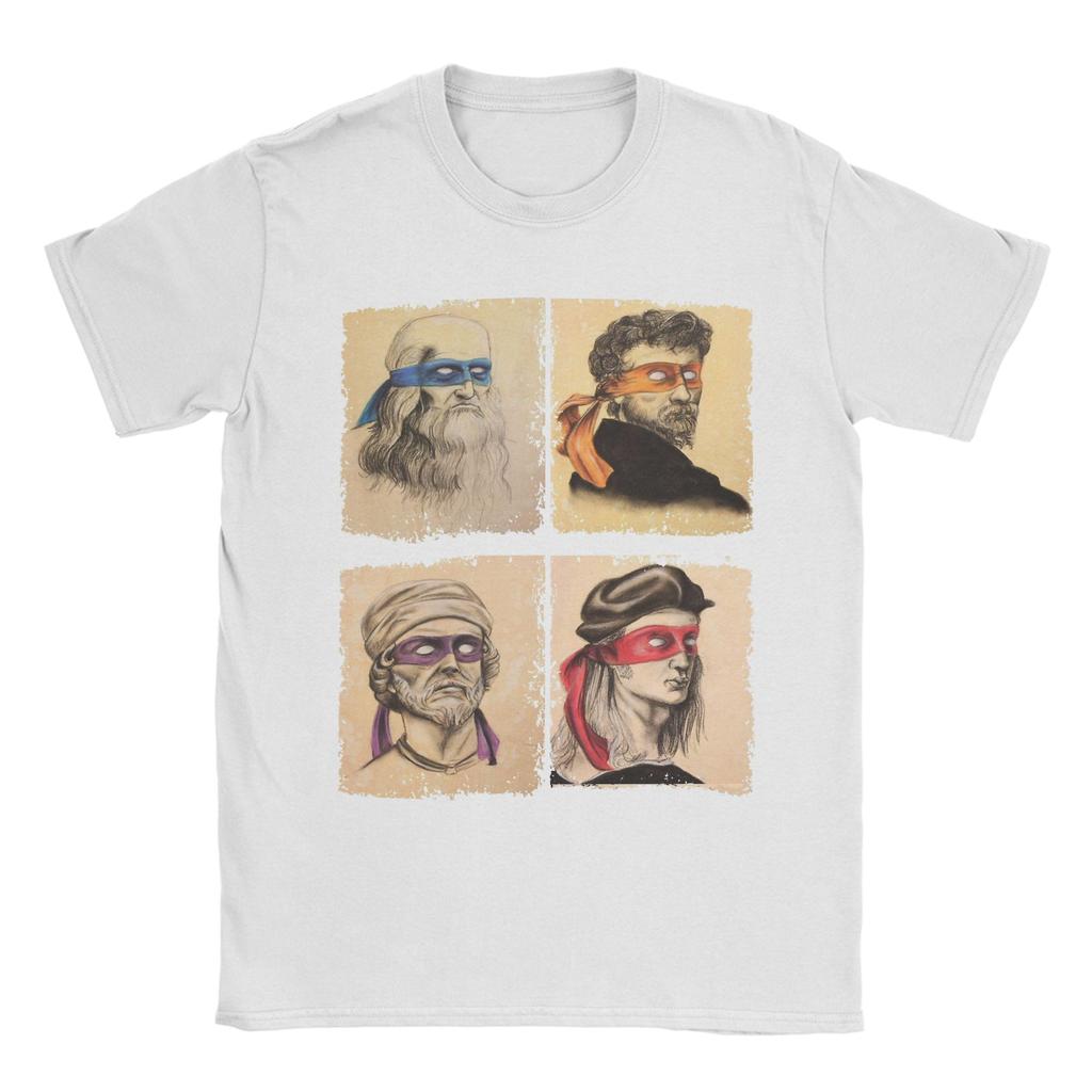 Science Turtles T Shirt Men Pure Cotton Fun T-Shirt Round Collar Mutant Ninja Renaissance Tees Short Sleeve Clothing Adult