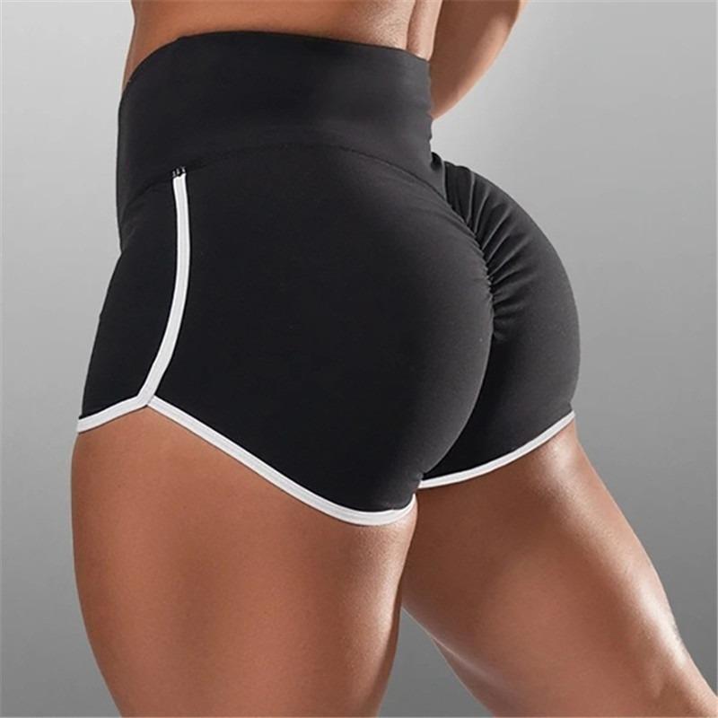 Women Summer Shorts for Sports Fitness Gym Skinny Slim Shorts Causal Yoga Shorts Low Waist Stretchy Short Pants Gym Clothing S чёрный