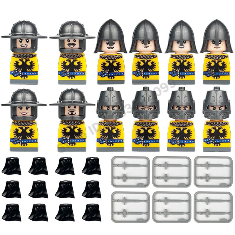 Medieval Military Building Blocks Roman Officer Soldier Knight Imperial Army Head Of State Elf Hunter Lion King War Horse Brick
