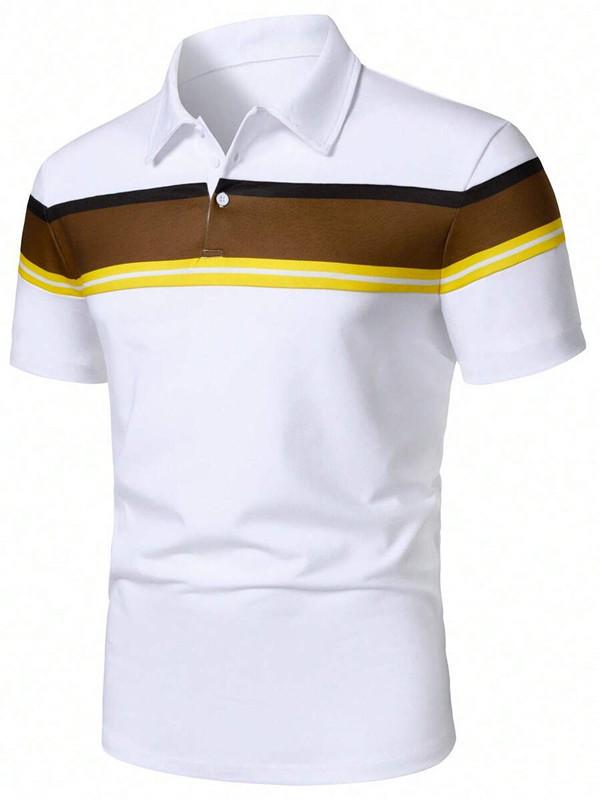 Herren Colorblock Kurzarm Poloshirt mit Umlegekragen - Neue europäische und amerikanische Mode