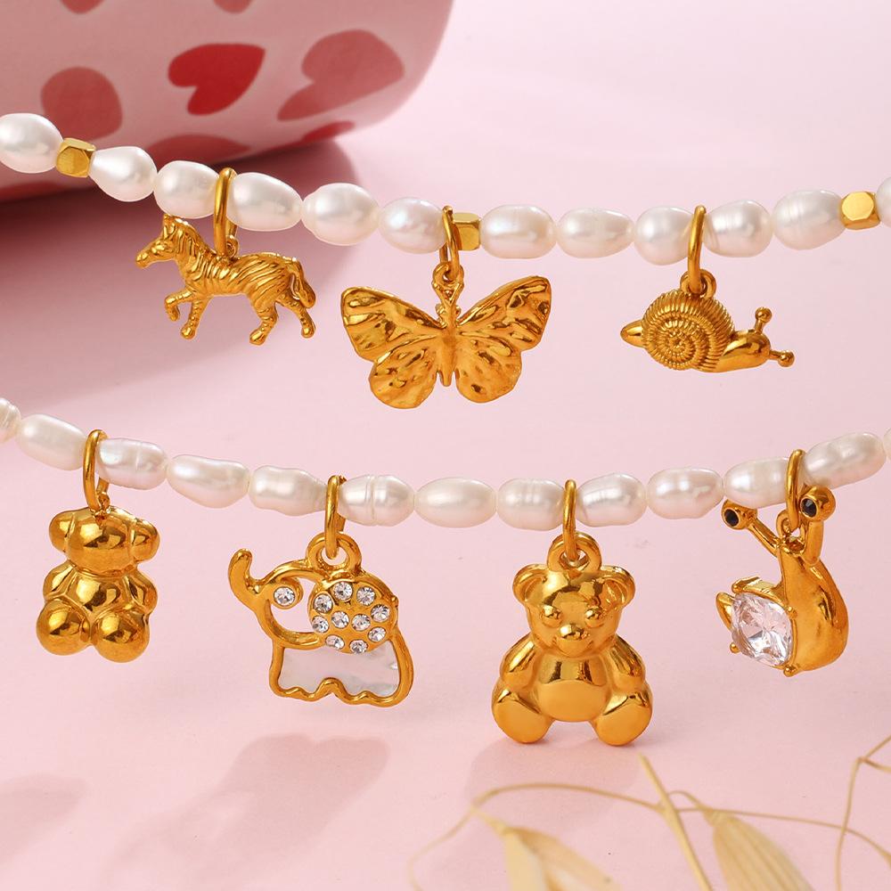 Exquisite Small Animal Series Pendant Stainless Steel Rhinestone Zircon Elephant Butterfly Diy Accessories