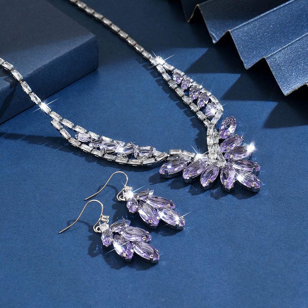 Women Party Wedding Dress Necklace Earrings Two-piece Jewelry Accessories