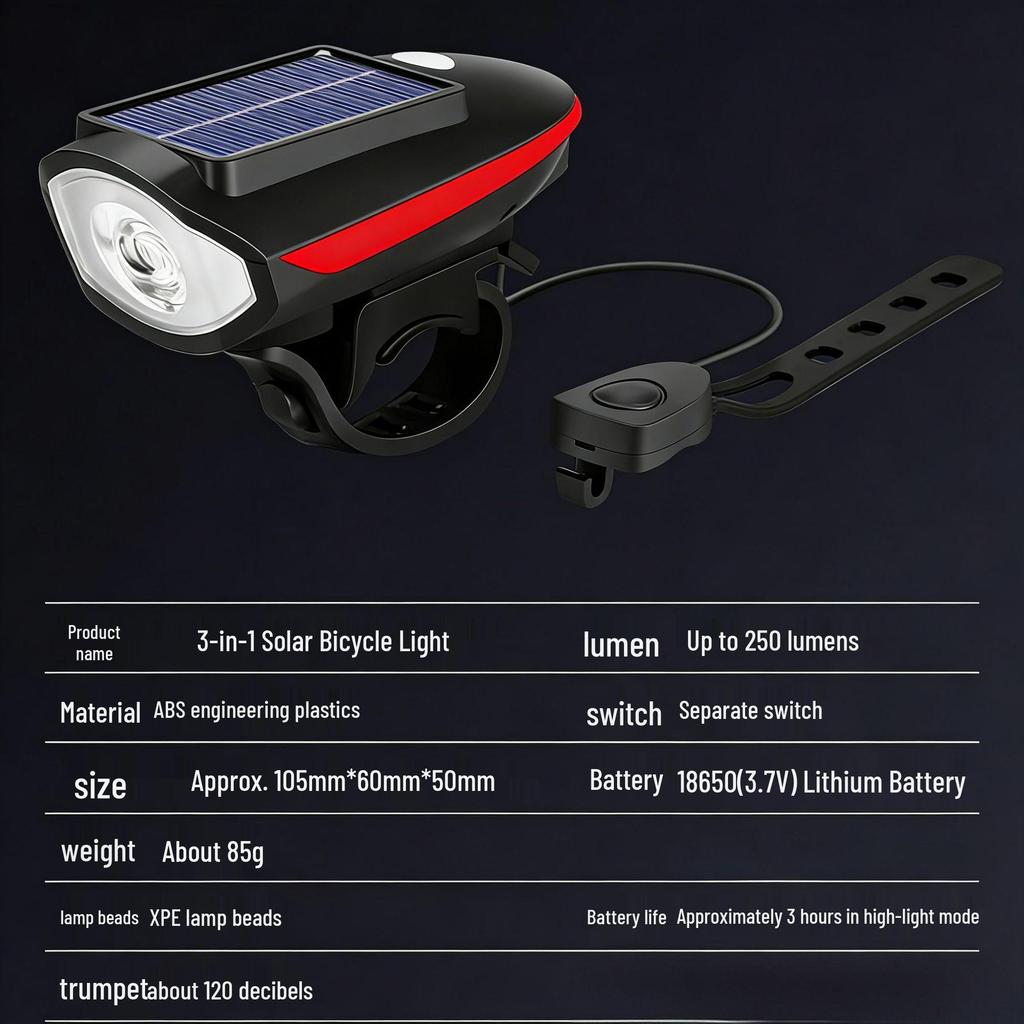 "USB Chargeable Bicycle Horn & Headlight for Night Riding - High-Brightness Warning Light for Mountain Bikes"