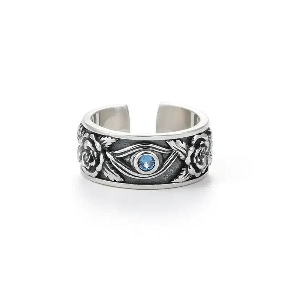 New Fashion Vintage Eye of Horus Ring Women's Men's Open Finger Ring Adjustable Zircon Girls Couple Gift Trend Party Niche Ring
