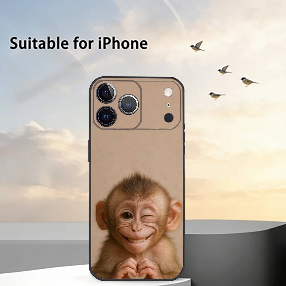 Funny Monkey M-Memes Phone Case For iPhone 17,16,15,14,13,12,11 Plus,Pro Max,XS,Soft Silicone Black Cover